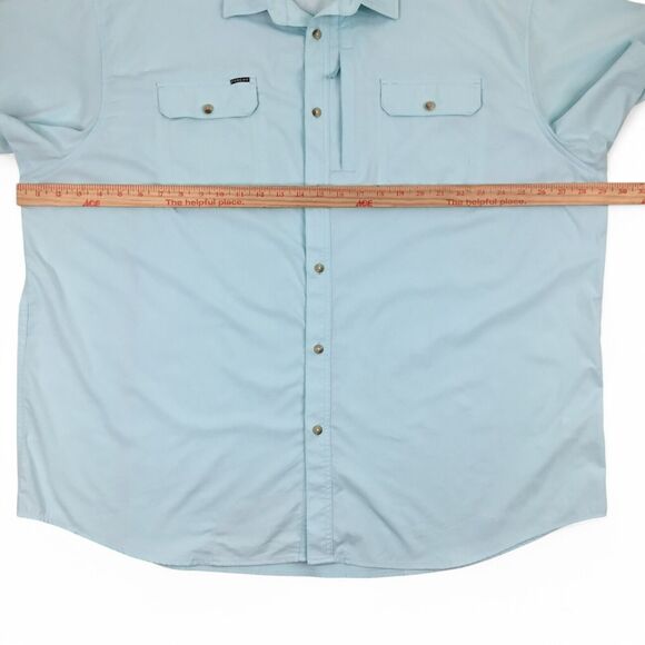 Poncho Shirt Mens 3XL Button Up Short Sleeve Magnetic Pockets Performance Blue - Picture 13 of 14